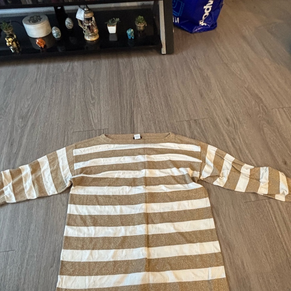 J. Crew Gold and White Striped Sweater